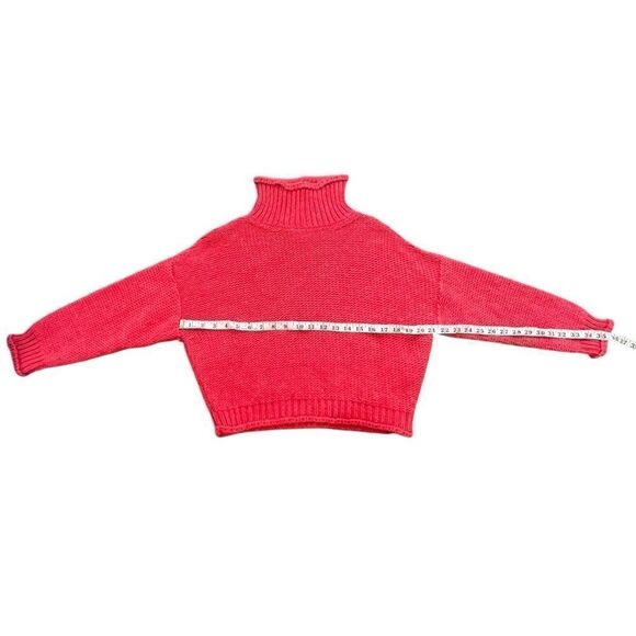 Anthropologie Cropped Turtleneck Sweater | Made in Italy | XS | Coral Knit - Picture 3 of 9